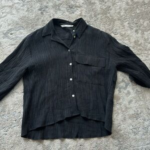 Oversized boyfriend ZARA black linen shirt